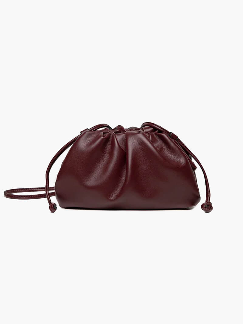 Damentasche Beuteltasche Leder bordeaux mit Kordelzug