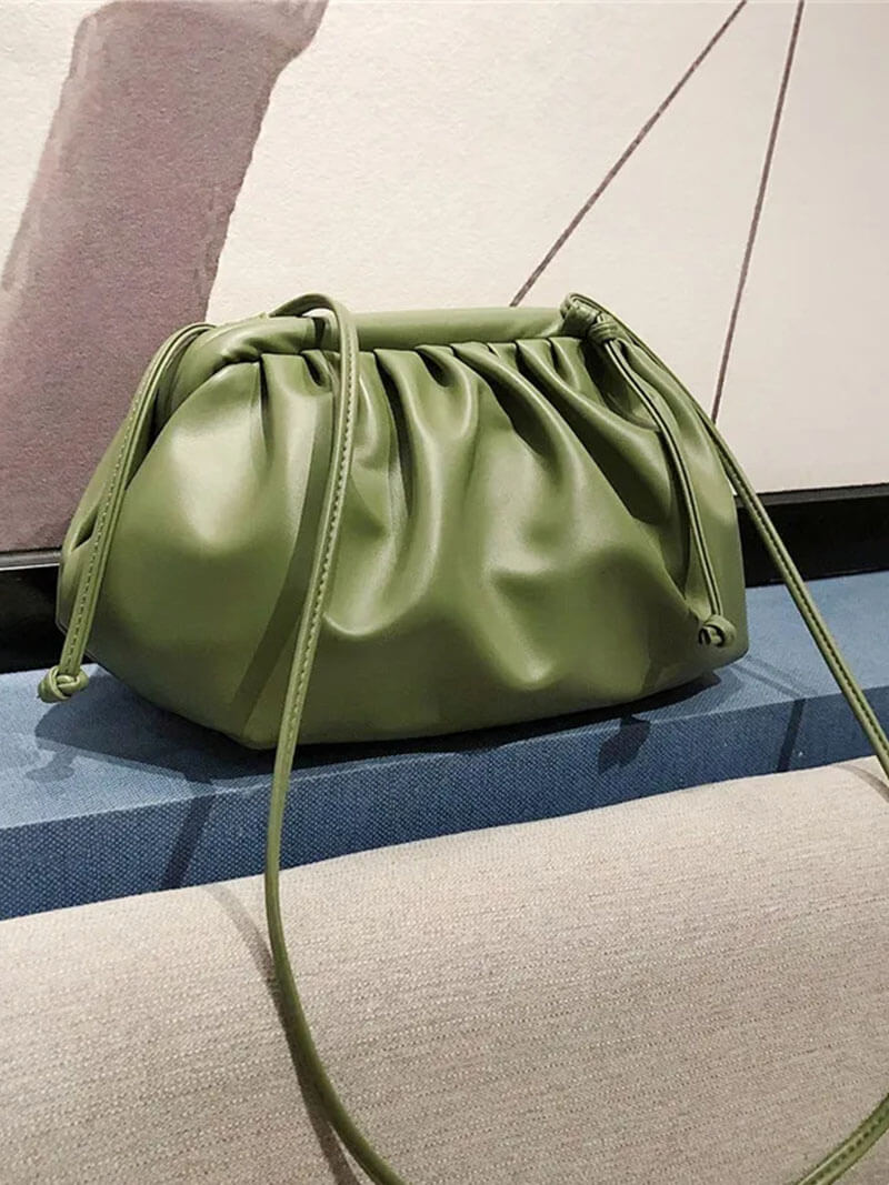 Damentasche Beuteltasche Leder bordeaux mit Kordelzug