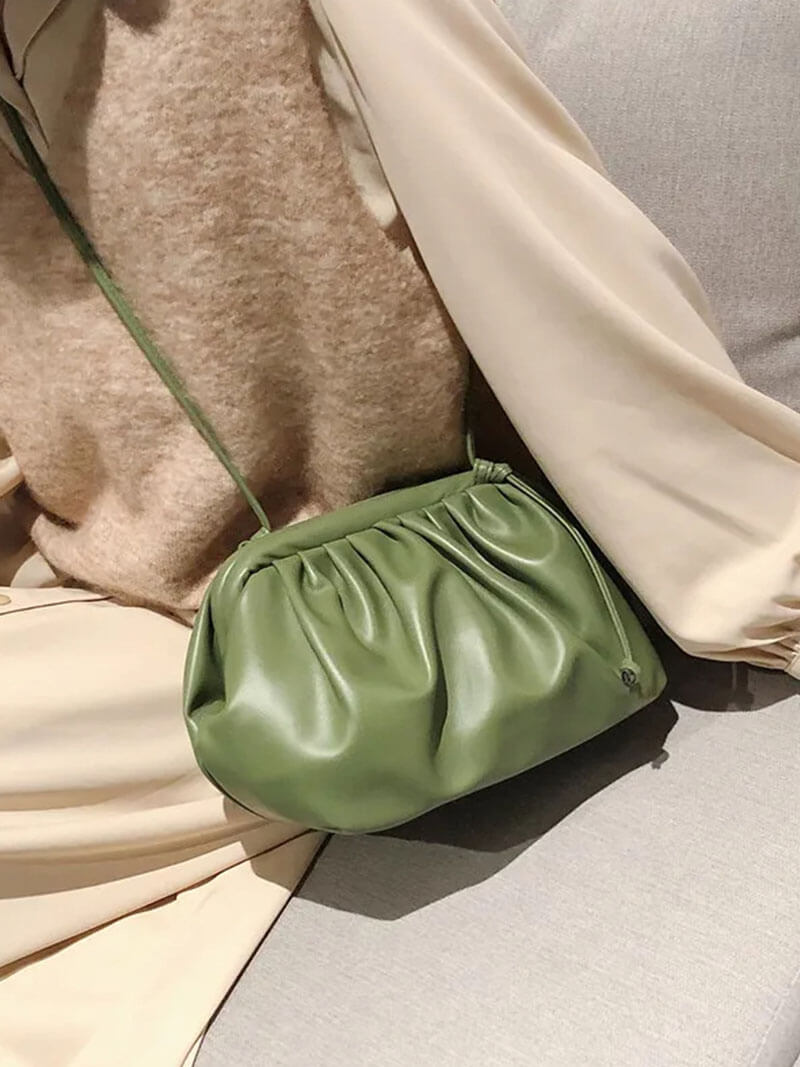 Damentasche Beuteltasche Leder bordeaux mit Kordelzug