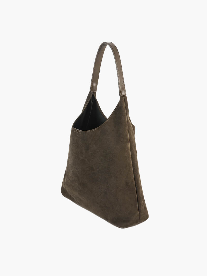 Damentasche Hobo Bag Stoff braun mit Schulterriemen