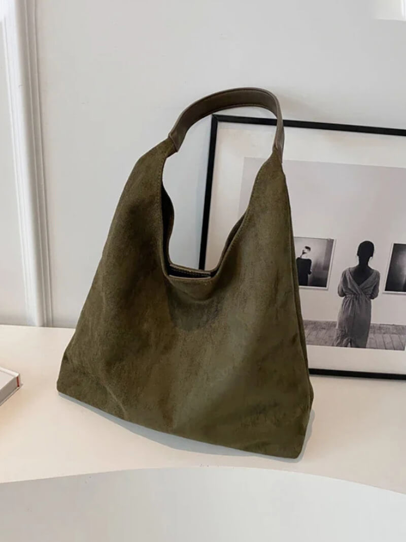 Damentasche Hobo Bag Stoff braun mit Schulterriemen