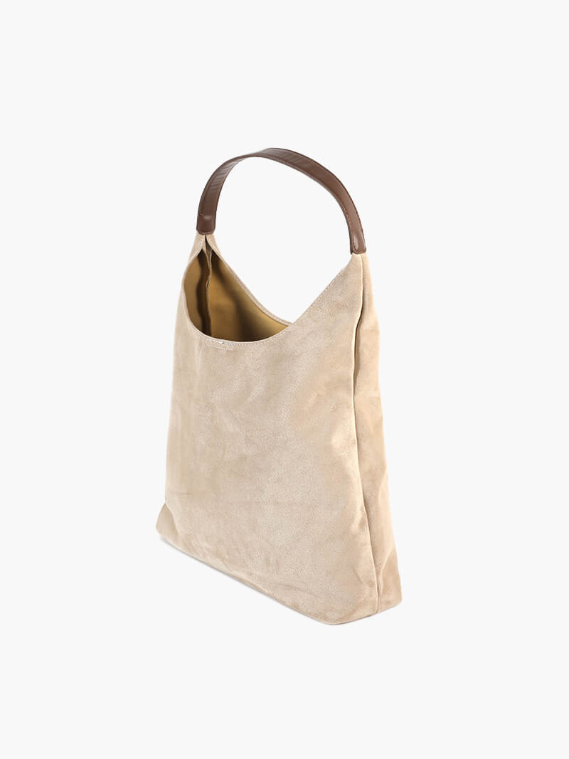 Damentasche Hobo Bag Stoff braun mit Schulterriemen