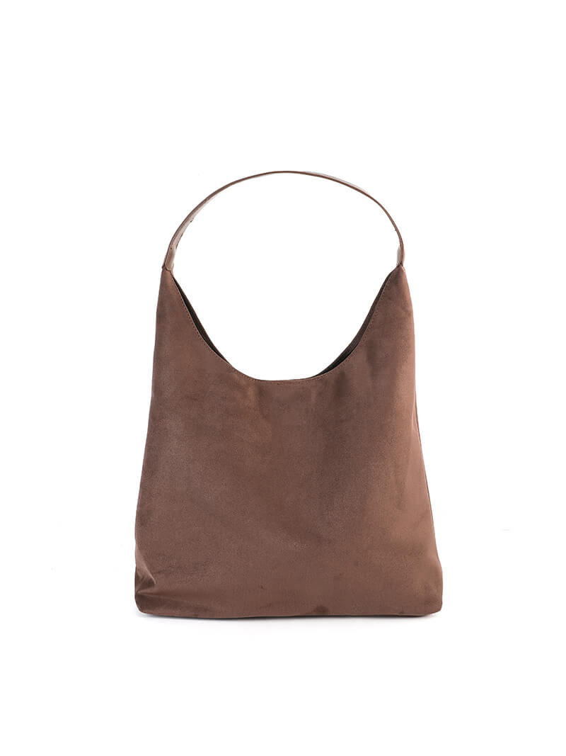 Damentasche Hobo Bag Stoff braun mit Schulterriemen