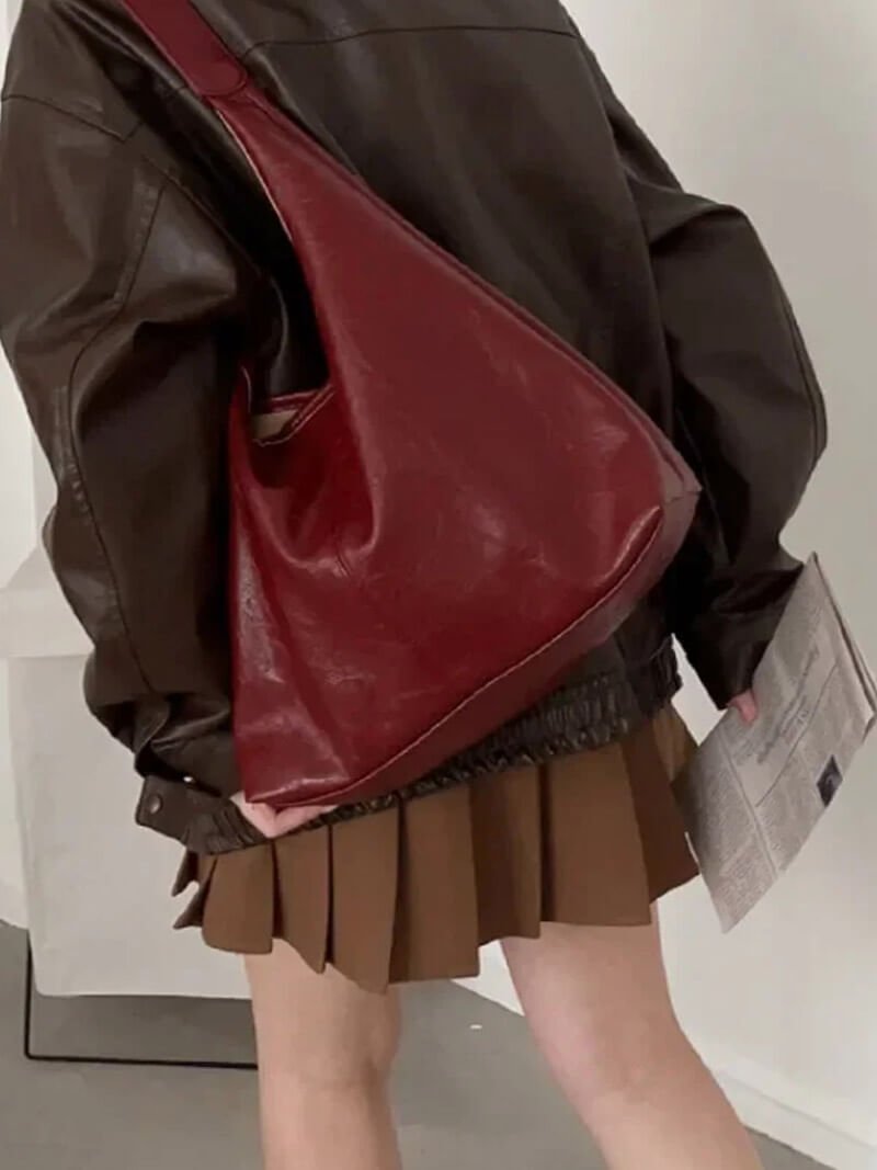 Damentasche Hobo Bag Kunstleder halbmondförmig mit Schulterriemen