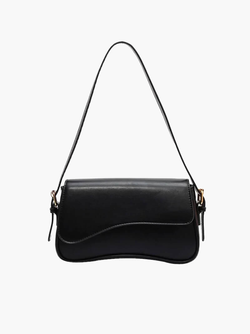 Damentasche Schultertasche Leder dunkelbraun mit Wellen-Design