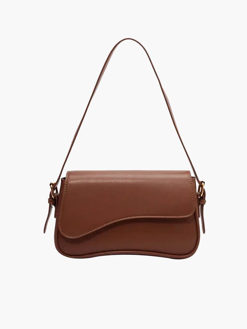 Damentasche Schultertasche Leder dunkelbraun mit Wellen-Design