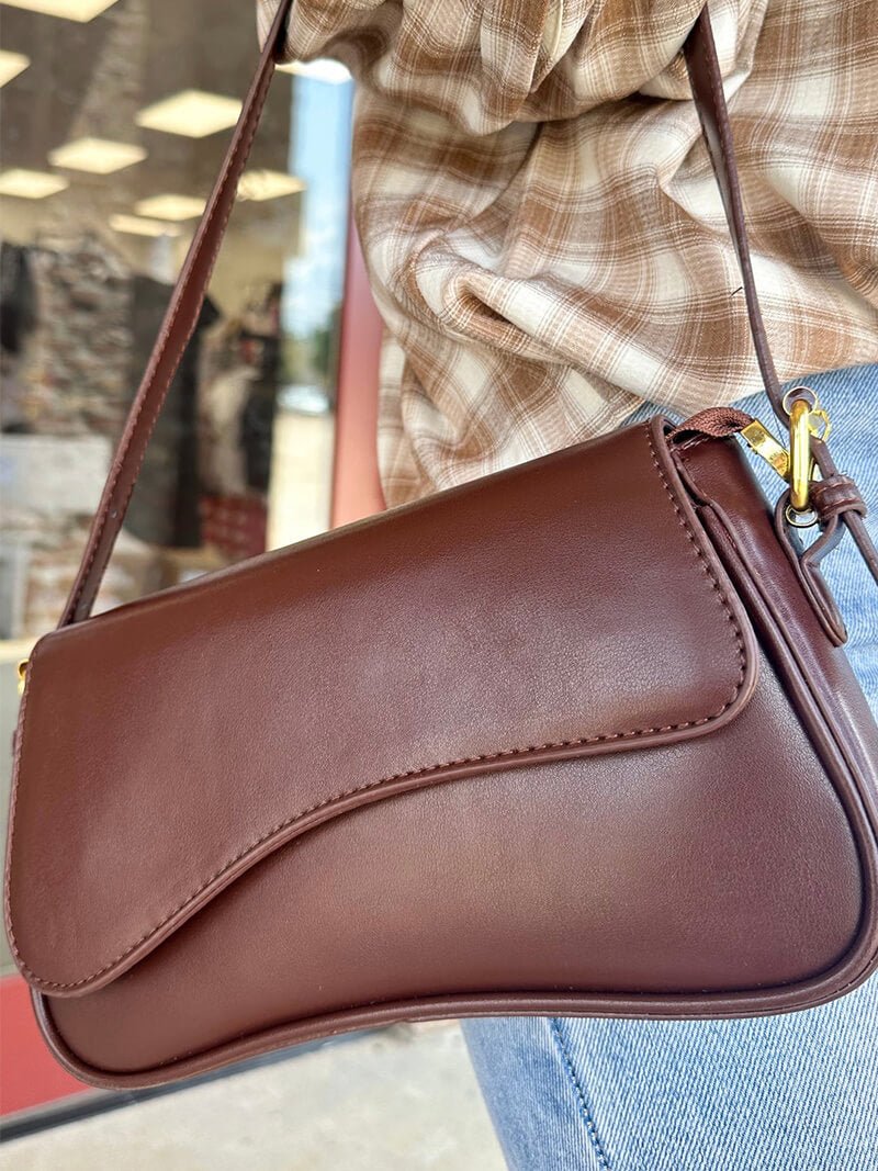 Damentasche Schultertasche Leder dunkelbraun mit Wellen-Design