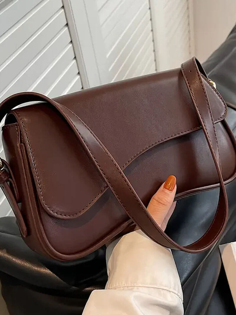 Damentasche Schultertasche Leder dunkelbraun mit Wellen-Design