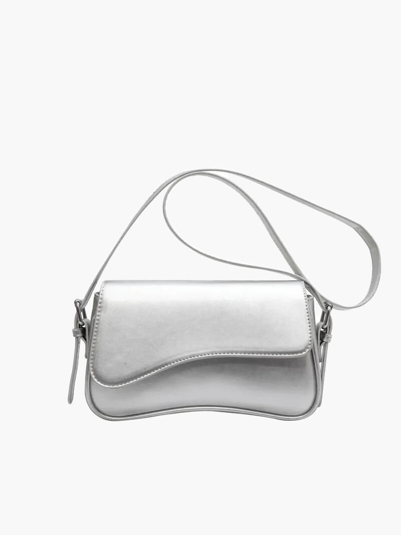 Damentasche Schultertasche Leder dunkelbraun mit Wellen-Design