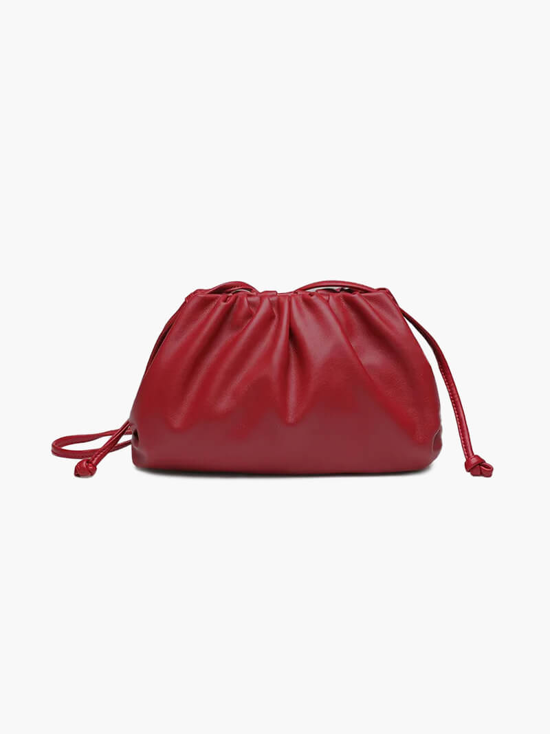 Damentasche Beuteltasche Leder bordeaux mit Kordelzug