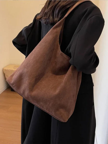 Damentasche Hobo Bag Stoff braun mit Schulterriemen