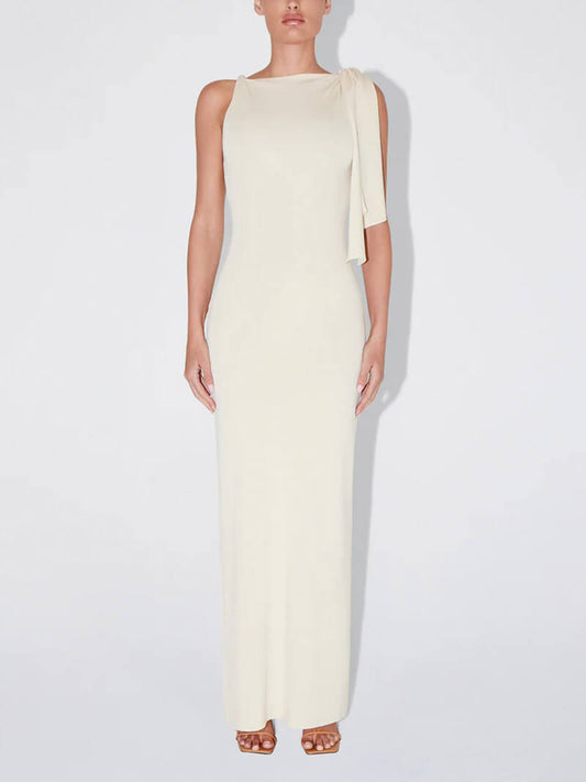 Asymmetrisches Maxi-Abendkleid mit Drapierung