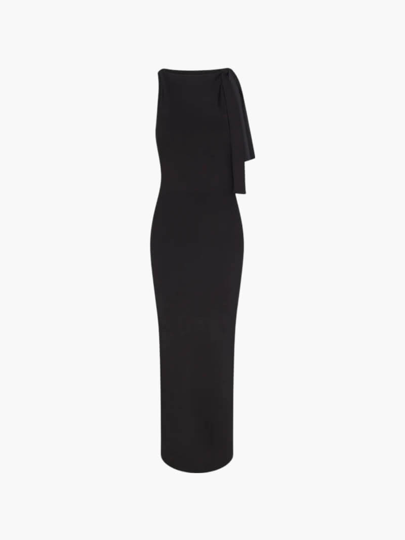 Asymmetrisches Maxi-Abendkleid mit Drapierung