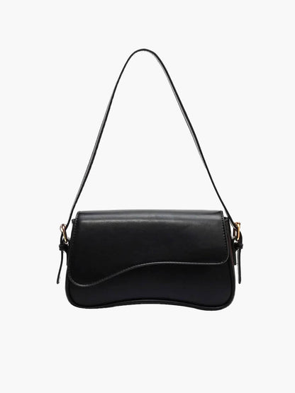 Damentasche Schultertasche Leder dunkelbraun mit Wellen-Design