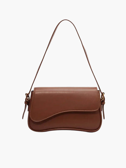 Damentasche Schultertasche Leder dunkelbraun mit Wellen-Design