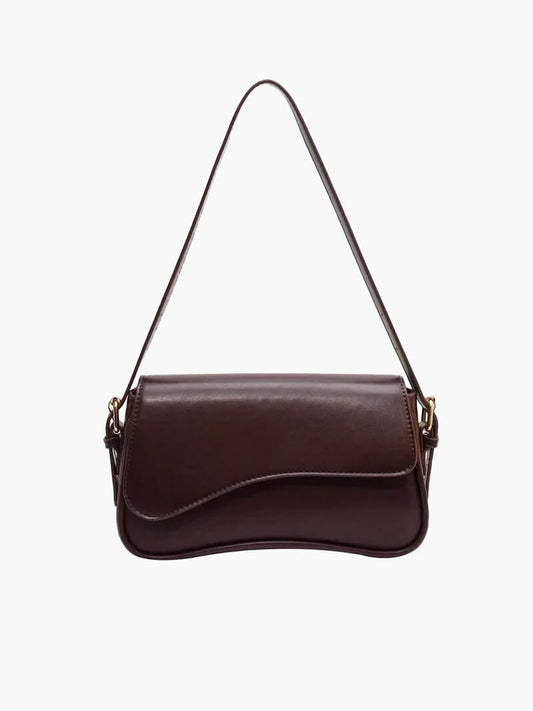 Damentasche Schultertasche Leder dunkelbraun mit Wellen-Design