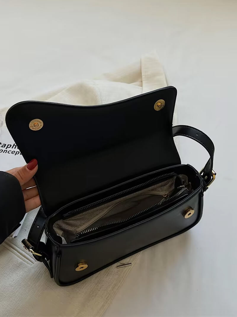 Damentasche Schultertasche Leder dunkelbraun mit Wellen-Design