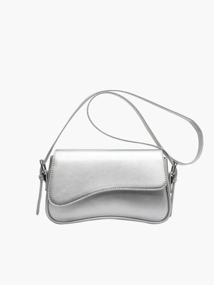 Damentasche Schultertasche Leder dunkelbraun mit Wellen-Design